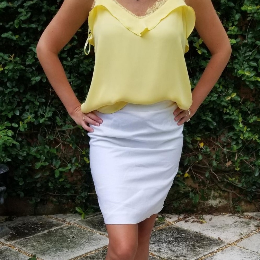 Banana Republic white linen pencil skirt